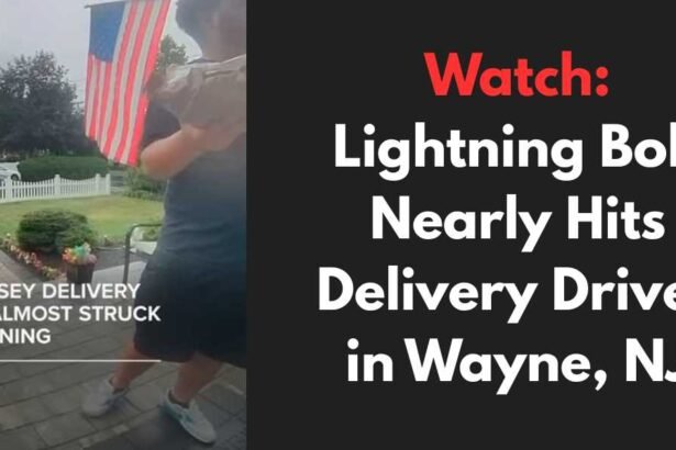Watch Lightning Bolt Nearly Hits Delivery Driver in Wayne, NJ